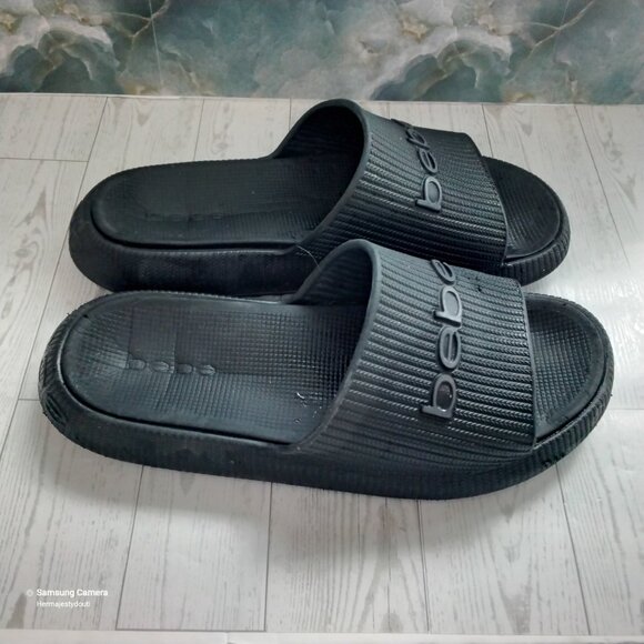 Bebe Black Men's Rubber Slides Slippers Sandals Size 10 Good Used Condition - Picture 4 of 7